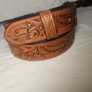Resistance Full Grain Western Engraved Leather Belt Strap